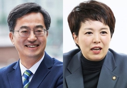 김동연 더불어민주당 경기지사 후보(왼쪽)와 김은혜 국민의힘 경기지사 후보